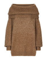 Oversize llama wool sweater with shawl neck - | Dolce & Gabbana