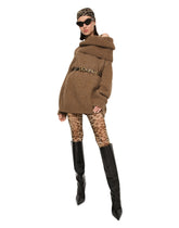 Oversize llama wool sweater with shawl neck - | Dolce & Gabbana