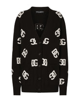 Wool cardigan with DG intarsia - | Dolce & Gabbana