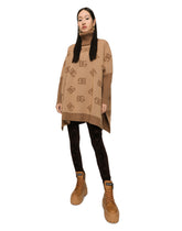 Short wool turtle-neck poncho with DG inlay - | Dolce & Gabbana