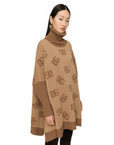Short wool turtle-neck poncho with DG inlay - | Dolce & Gabbana