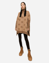 Short wool turtle-neck poncho with DG inlay - | Dolce & Gabbana