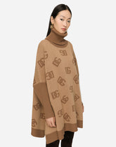 Short wool turtle-neck poncho with DG inlay - | Dolce & Gabbana