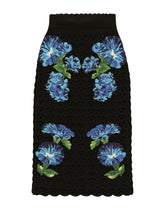 Crochet skirt with bluebell print - | Dolce & Gabbana
