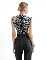 Silk tank top with leopard print - | Dolce & Gabbana