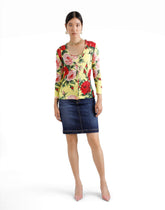Silk knit tank top with bouquet print - | Dolce & Gabbana
