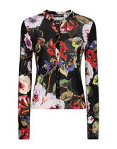 Silk cardigan with rose garden print - | Dolce & Gabbana