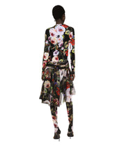 Silk cardigan with rose garden print - | Dolce & Gabbana