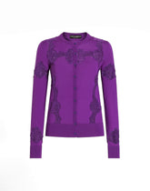 Wool cardigan with lace - | Dolce & Gabbana
