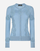 Cashmere and silk cardigan with lace inlay - | Dolce & Gabbana