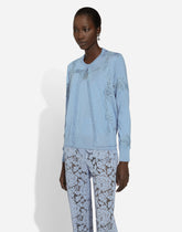 Cashmere and silk cardigan with lace inlay - | Dolce & Gabbana