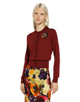 Silk cardigan with flower appliqué - | Dolce & Gabbana