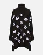 Wool poncho with jacquard DG logo - | Dolce & Gabbana