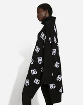 Wool poncho with jacquard DG logo - | Dolce & Gabbana