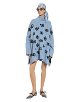 Wool turtle-neck poncho with DG logo inlay - | Dolce & Gabbana
