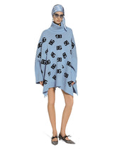 Wool turtle-neck poncho with DG logo inlay - | Dolce & Gabbana