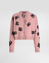 Cropped wool cardigan with DG logo inlay - | Dolce & Gabbana