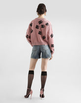 Cropped wool cardigan with DG logo inlay - | Dolce & Gabbana