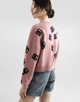 Cropped wool cardigan with DG logo inlay - | Dolce & Gabbana