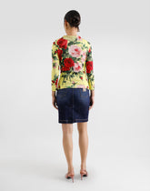 Silk knit cardigan with bouquet print - | Dolce & Gabbana