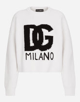 Ribbed wool sweater with DG logo - | Dolce & Gabbana