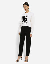 Ribbed wool sweater with DG logo - | Dolce & Gabbana