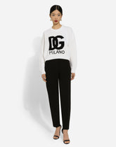 Ribbed wool sweater with DG logo - | Dolce & Gabbana