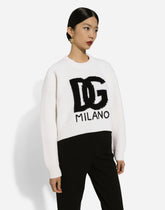 Ribbed wool sweater with DG logo - | Dolce & Gabbana