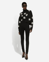 Cropped wool sweater with DG logo inlay - | Dolce & Gabbana