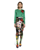 Silk sweater with flower appliqué - | Dolce & Gabbana