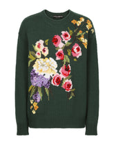 Wool sweater with floral intarsia - | Dolce & Gabbana