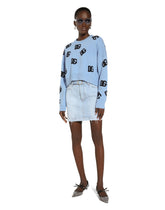 Wool round-neck sweater with DG logo inlay - | Dolce & Gabbana