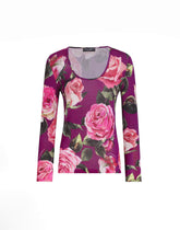 Rose-print silk sweater - | Dolce & Gabbana