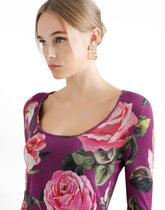 Rose-print silk sweater - | Dolce & Gabbana