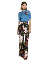 Silk polo-shirt with flower appliqué - | Dolce & Gabbana
