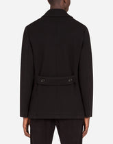 Jersey wool pea coat with patch embellishment - | Dolce & Gabbana