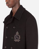 Jersey wool pea coat with patch embellishment - | Dolce & Gabbana