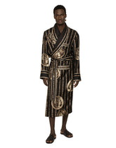 Coin print silk twill robe - | Dolce & Gabbana