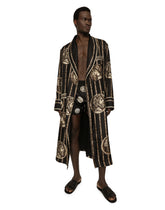 Coin print silk twill robe - | Dolce & Gabbana