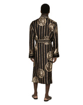 Coin print silk twill robe - | Dolce & Gabbana