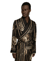 Coin print silk twill robe - | Dolce & Gabbana