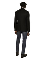 Single-breasted wool and cashmere jacket with DG patch - | Dolce & Gabbana