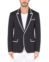STRETCH JERSEY JACKET WITH PIPING - | Dolce & Gabbana