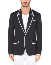 STRETCH JERSEY JACKET WITH PIPING - | Dolce & Gabbana