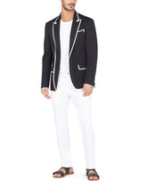 STRETCH JERSEY JACKET WITH PIPING - | Dolce & Gabbana