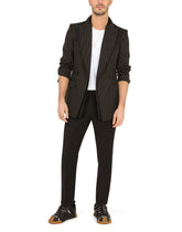 Double-breasted wool Sicilia-fit jacket with pinstripe design - | Dolce & Gabbana