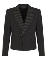 Wool Sicilia-fit jacket with contrasting pinstripe - | Dolce & Gabbana