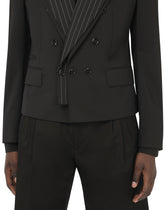 Wool Sicilia-fit jacket with contrasting pinstripe - | Dolce & Gabbana