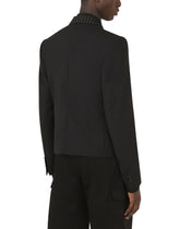 Wool Sicilia-fit jacket with contrasting pinstripe - | Dolce & Gabbana