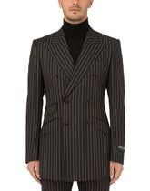 Double-breasted pinstripe wool Beat-fit jacket - | Dolce & Gabbana